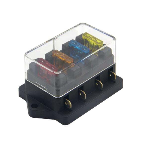 China 4-Way Blade Fuse Holder Auto Fuse Block With 4 Fuse Slots 6.3 Terminals For Bus Boat Marine RV factory