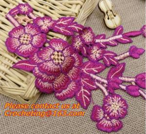 China Embroidery Lace Collar Applique Neckline Lace Crochet Flower Motif Patchwork Sewing Access factory