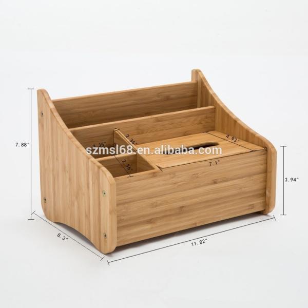 Multifunction Bamboo Tissue Dispenser Box Holder For Mobile Phone And Accessorie