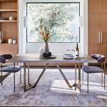 Slim Lenox Velvet Fiberglass Dining Chair Blackened Brass Steel Frame