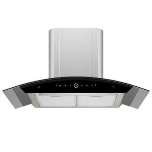 China Electric Stainless Steel Glass Arc Chimney Range Hood Low Noise App Controlled factory
