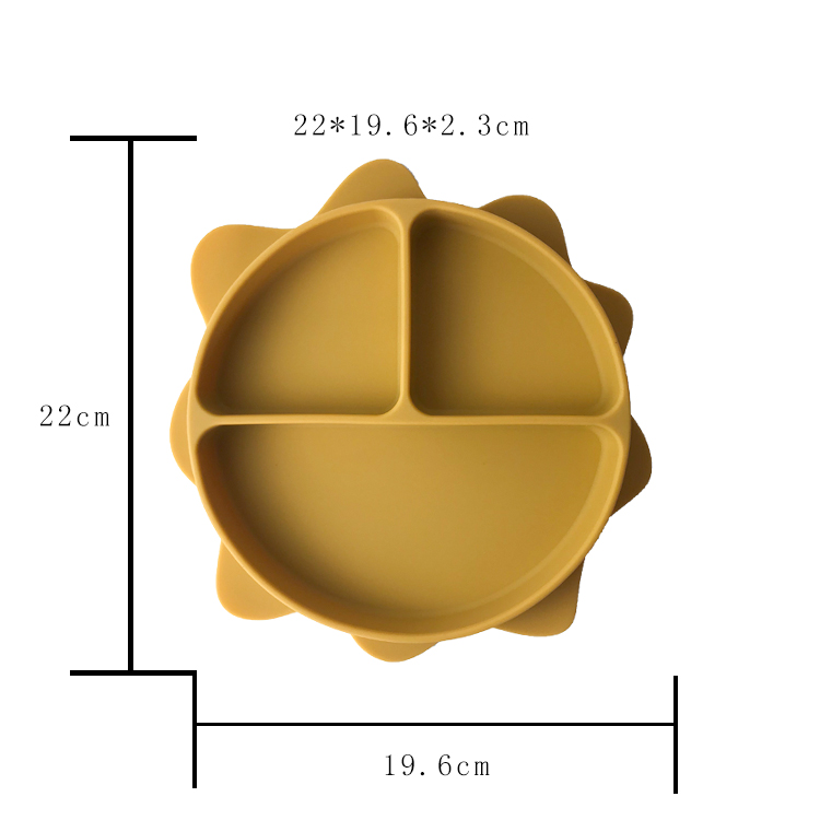 BPA Free Baby Suction Silicone Plate Eco Friendly Feeding Bowls Sun Shaped