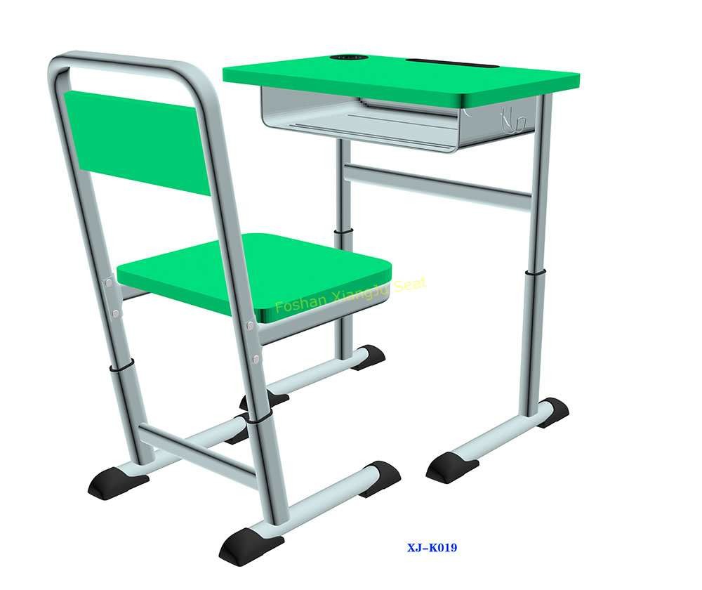K019 Single Dual Modern Student Desk And Chair Set with Groove HDPE Material