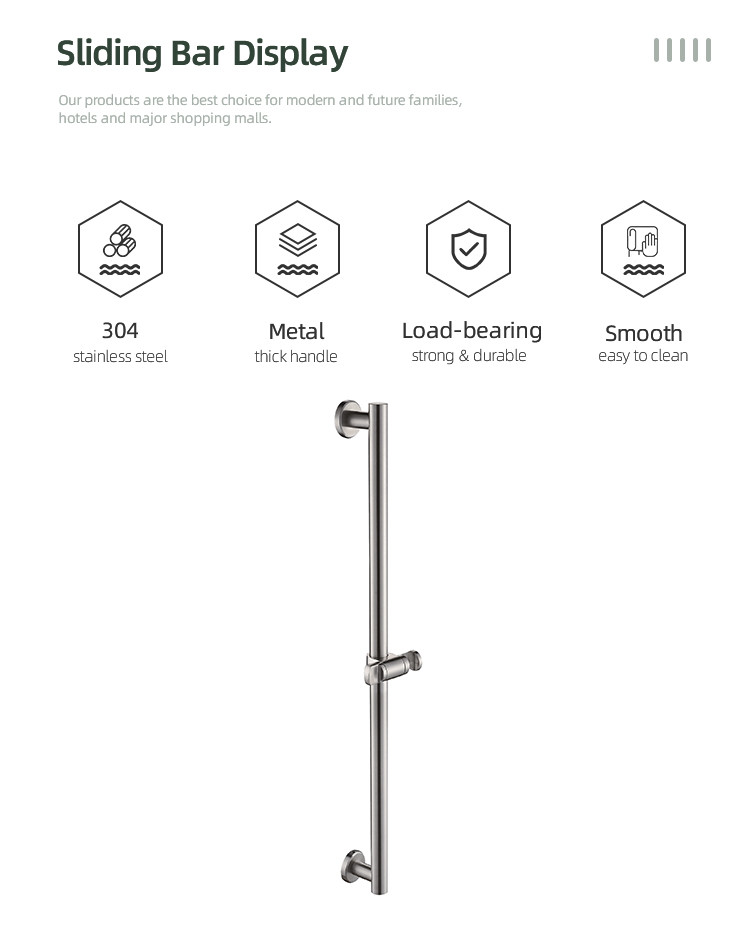 Stainless Chrome Shower Head Sliding Bar holder L740xW470xH310 mm