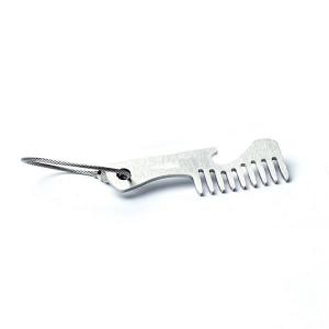 China Cool innovative men grooming supplier stainless steel engrave logo mini beard comb bottle opener keychain factory