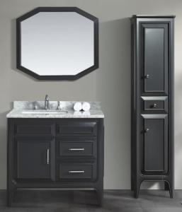 China Classic 36′′ Black Color Bathroom Cabinet with Side Cabinet Floor Mounted factory