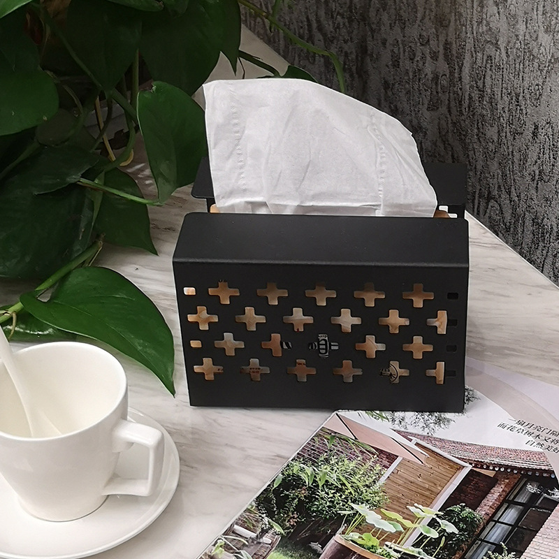 Modern Square Metal Paper Facial Tissue Box Cover Holder for Bathroom Vanity Countertops, Bedroom Dressers