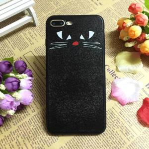 China PC+TPU Silk Grain Lovely Cat And Girl Face Back Cover Cell Phone Case For iPhone 7 6s Plus factory