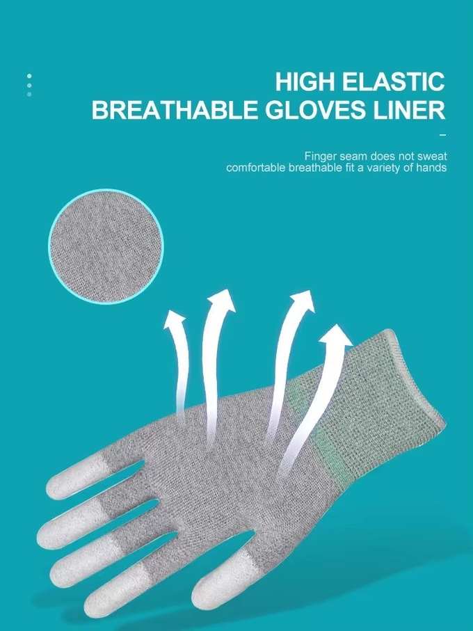 13G Gauge Nylon Knitted Glove PU Smooth Coating On Palm Worker Safety Gloves