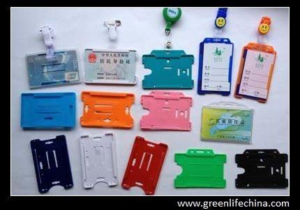 Hard Plastic Blue ID Business Durable Badge Holder W/Clip-on