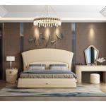Leatherette Luxury Italian Bed Titanium Legs 90in Gold