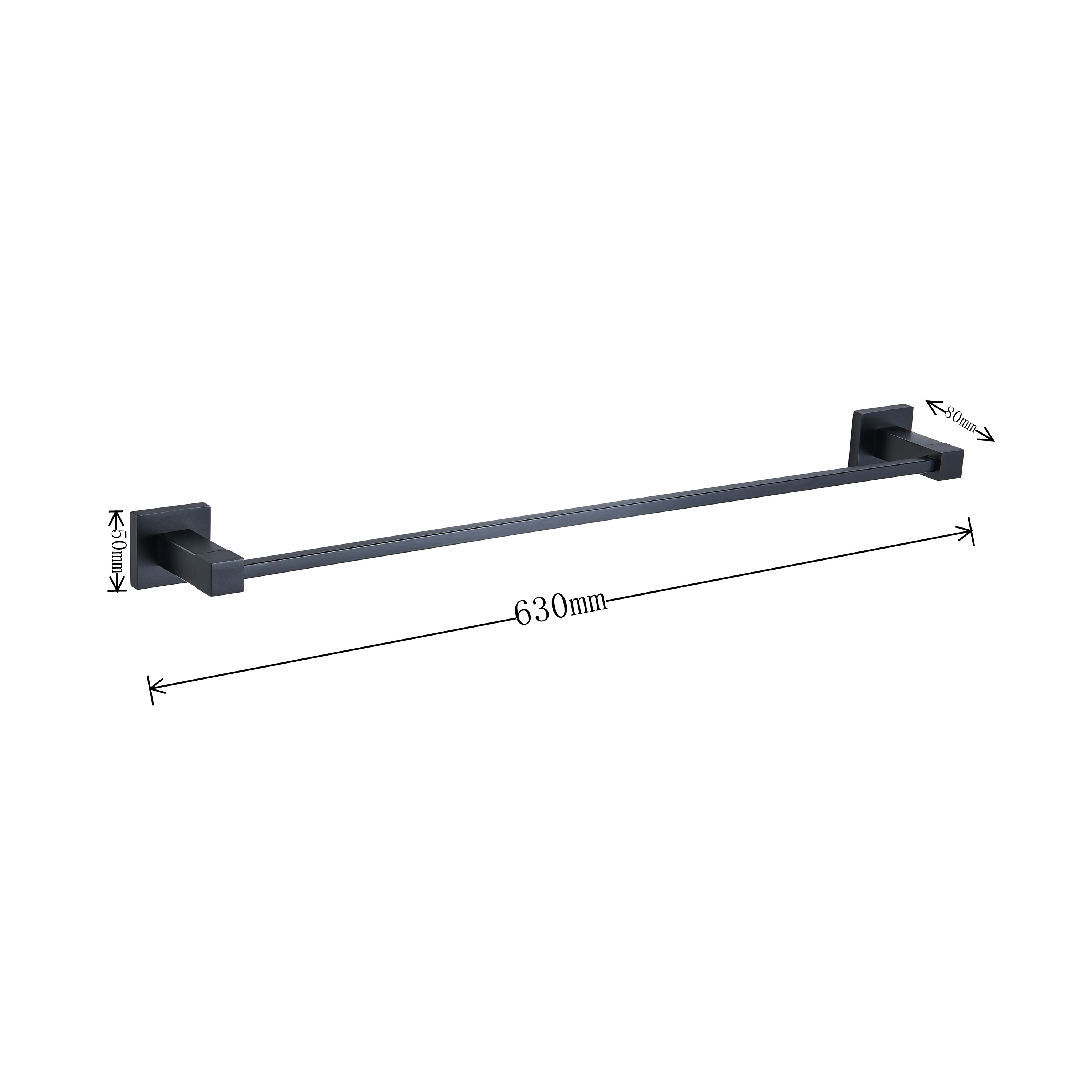 Square 24 Inch Bathroom Towel Bar Polish Wall Mounted Towel Rail Chrome