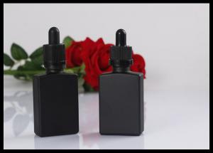 China Black Matte Glass Bottles Square Essential Oil Droppe Bottle Frosted Glass Bottles factory