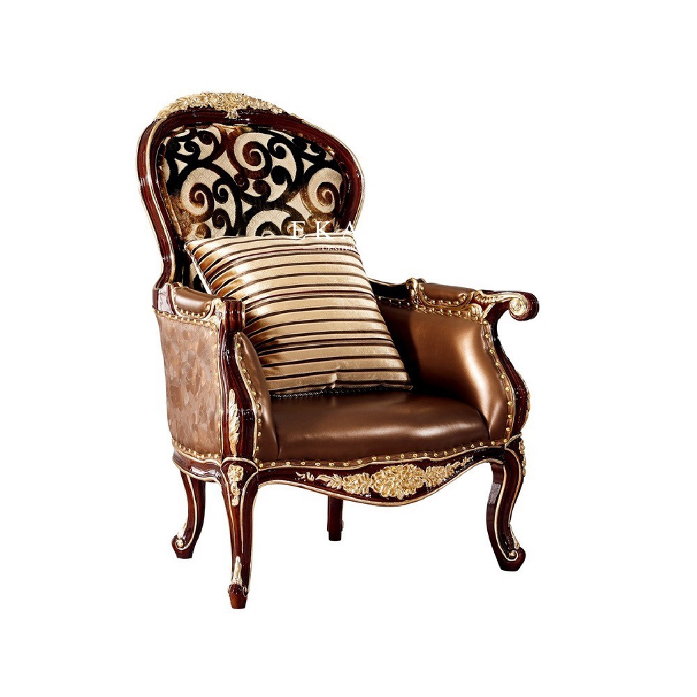 Antique Luxury Wooden Armchair Royalty Living Room Leisure Arm Chair