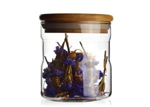 China Hexagon Shape Glass Bottle Jar Kitchen Storage With Bamboo Lid SGS Certification factory