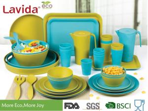 China Biodegradable Bamboo Fiber Dinnerware , Non - Flammable Bamboo Fibre Dinner Set factory