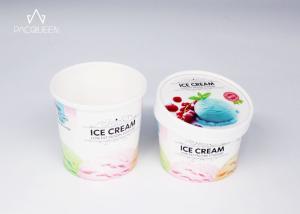 China Printed White Paper Disposable Ice Cream Cups With Paper Lids factory