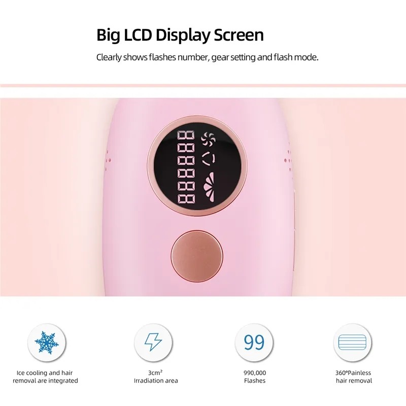 ICE COOL IPL Laser Hair Epilator Removal Machine Permanent Painless Hair Remover Device for Facial Body at Home