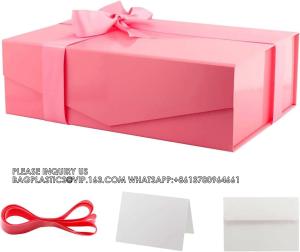 China Gift Boxes With Ribbons, Glossy Pink Gift Boxes For Presents, Bridesmaid Proposal Box, Extra Large Gift Box factory