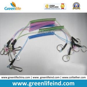 China Transparent Blue Green Pink Coil Steel Lanyard w/End Fittings High Quality Retracting Coil Cable w/Heavy Duty Hook factory