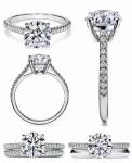 38pcs Natural Diamond Engagement Ring Settings Round Cut 1.2ct RD7MM