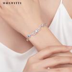 6.2g 0.21m Sterling Silver Jewelry Bracelets Inlaid Geometric 925 Blue Topaz