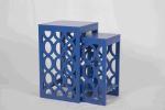 Blue Modern Nesting Tables , Ergonomic Wooden Bedside Table 58 Cm Height