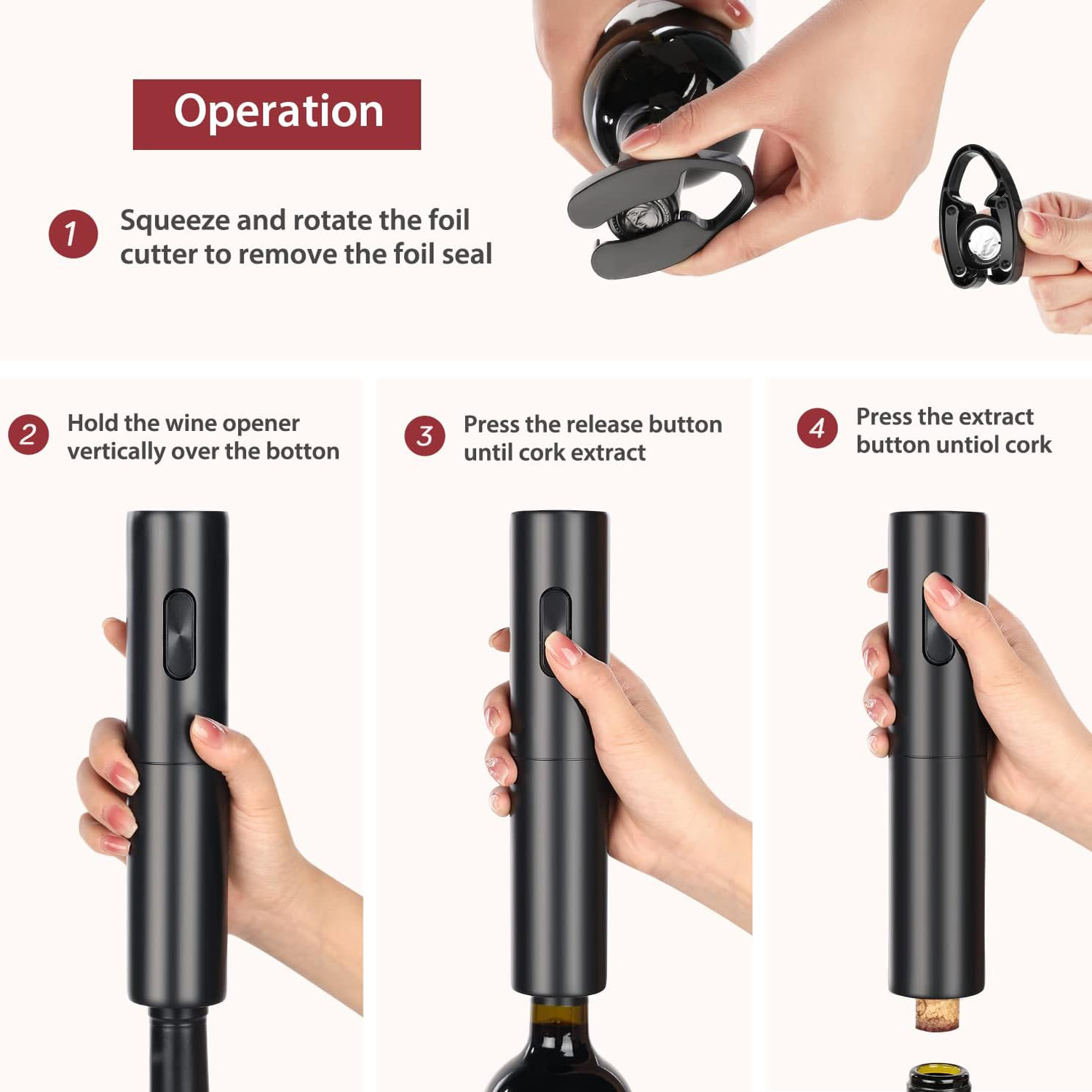 Engraved Wine Electric Bottle Opener Personalized Automatic With Dry Battery