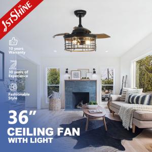 China LED Light Source 36-inch Ceiling Fan with Retractable Blades and 100% Copper Motor factory