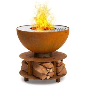 China Camping Rusty Firewood Storage Brazier Corten Steel Round Fire Bowl Barbecue factory