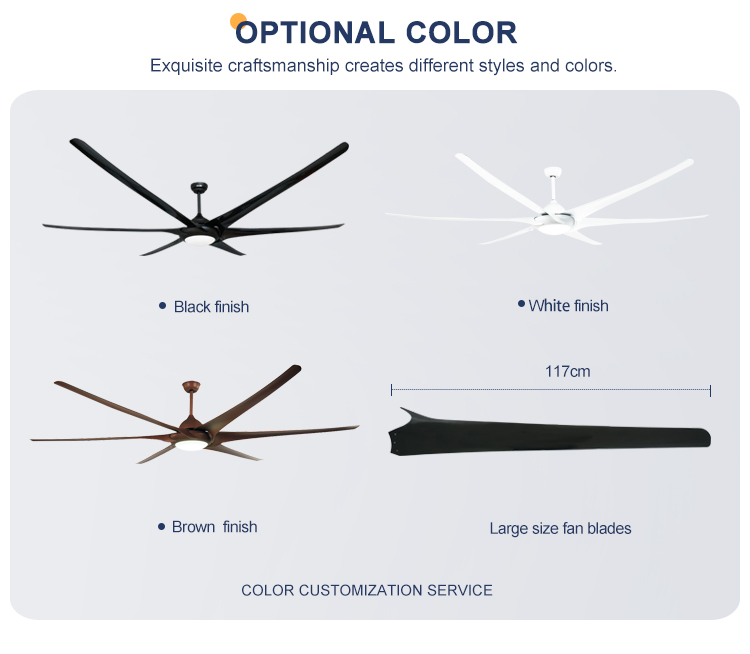 Remote Control 100 Inch Ceiling Fan with Lights and Black ABS Housing Energy Saving