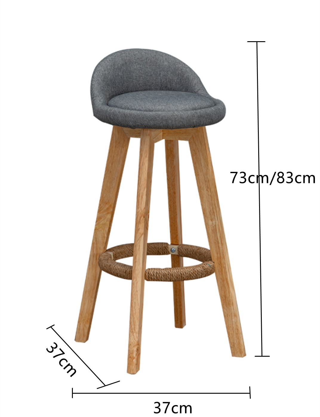 Commercial Furniture Modern High Bar Stool with Solid Wood Frame and Fabric Seat