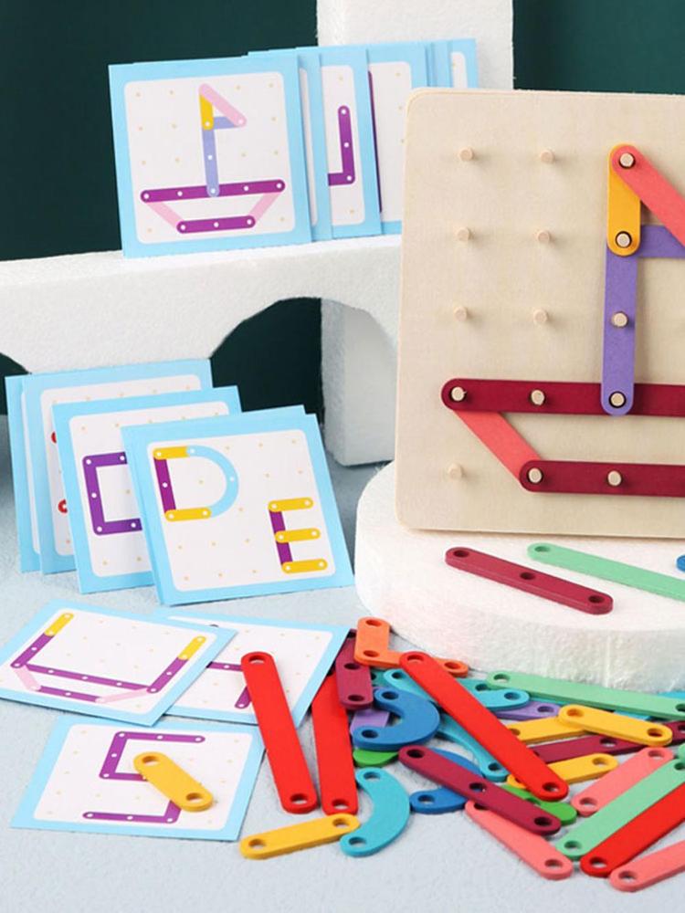 Nail Board Puzzle Montessori Geometric Wooden Early Toy Toy Jigsaw Board Game Child Education Educational Wood Education