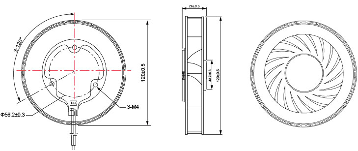 12V 24V Automotive Charger Cooling Fan , Practical 120mm Frameless Fan