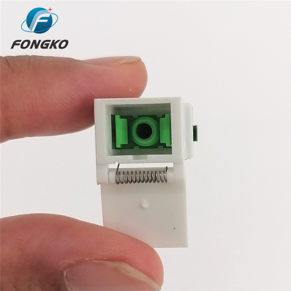 Singlemode Fiber Adapter White Green Shell SC/APC Auto Shutter Adapter with Metal Shrapnel and Temperature Stability ≤0.20dB