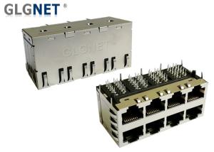 China 8 Ports Stacked 2x4 Rj45 Metal Connector Without LED Supports Surge Protection factory