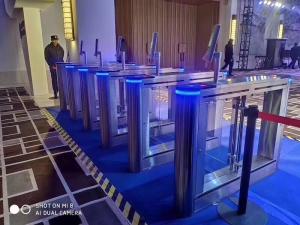 China Dual Direction Facial Recognition Swing Barrier Turnstile factory