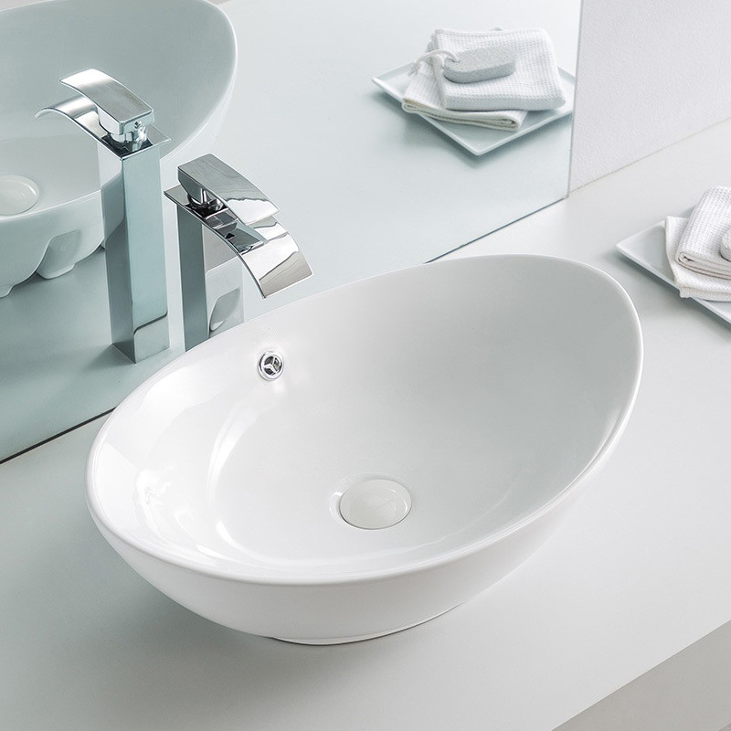 Oval Counter Top Bathroom Sink With Overflow 500mm 550mm