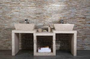 China Marble Square Bathroom Wash Stone Sink Basin Eygptian Yellow Beige factory