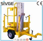Single Mast Hydraulic Elevating Platform , Aluminium Alloy 8m Trailer Mounted