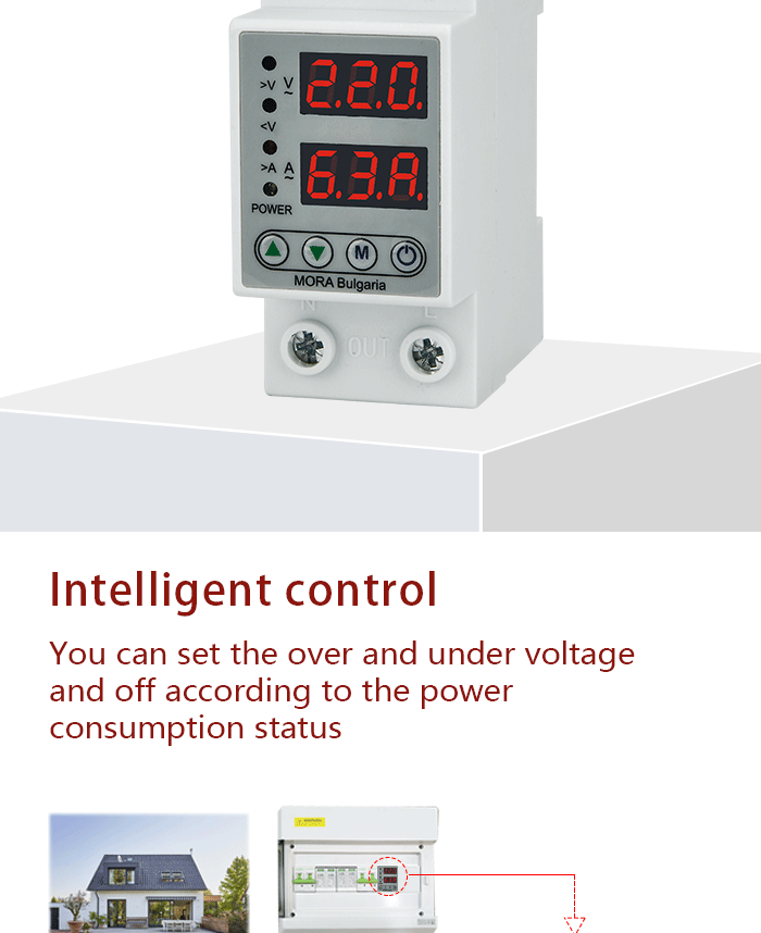 Popular high quality LED Over and Under Voltage Over Load protector device 63A 40A