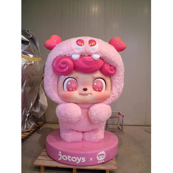 Hot selling indoor and outdoor art plush sculptures custom fiberglass flocking cartoon character sculptures suitable for home lobby villa office hotel