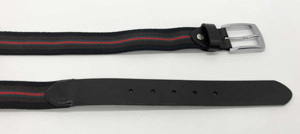 Twill Multicolor Mens Elastic Stretch Belts Polyster / Leather Material 100 - 140cm Length