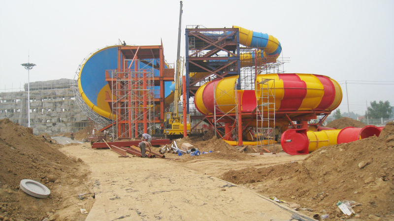 Vison Hotspring Waterpark Project , Fiberglass Water Park Equipment / Customized Aqua Park Project