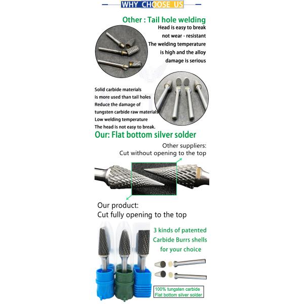 SF-5 Double Cut Tree Shape Radius End Burrs File 1/4'' Shank 45mm Length Tungsten Carbide Rotary Burrs