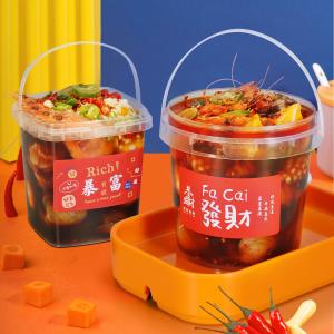 China PP Food Grade Gasket Plastic Clear Seafood Boil 2 liter Bucket Packaging Container factory