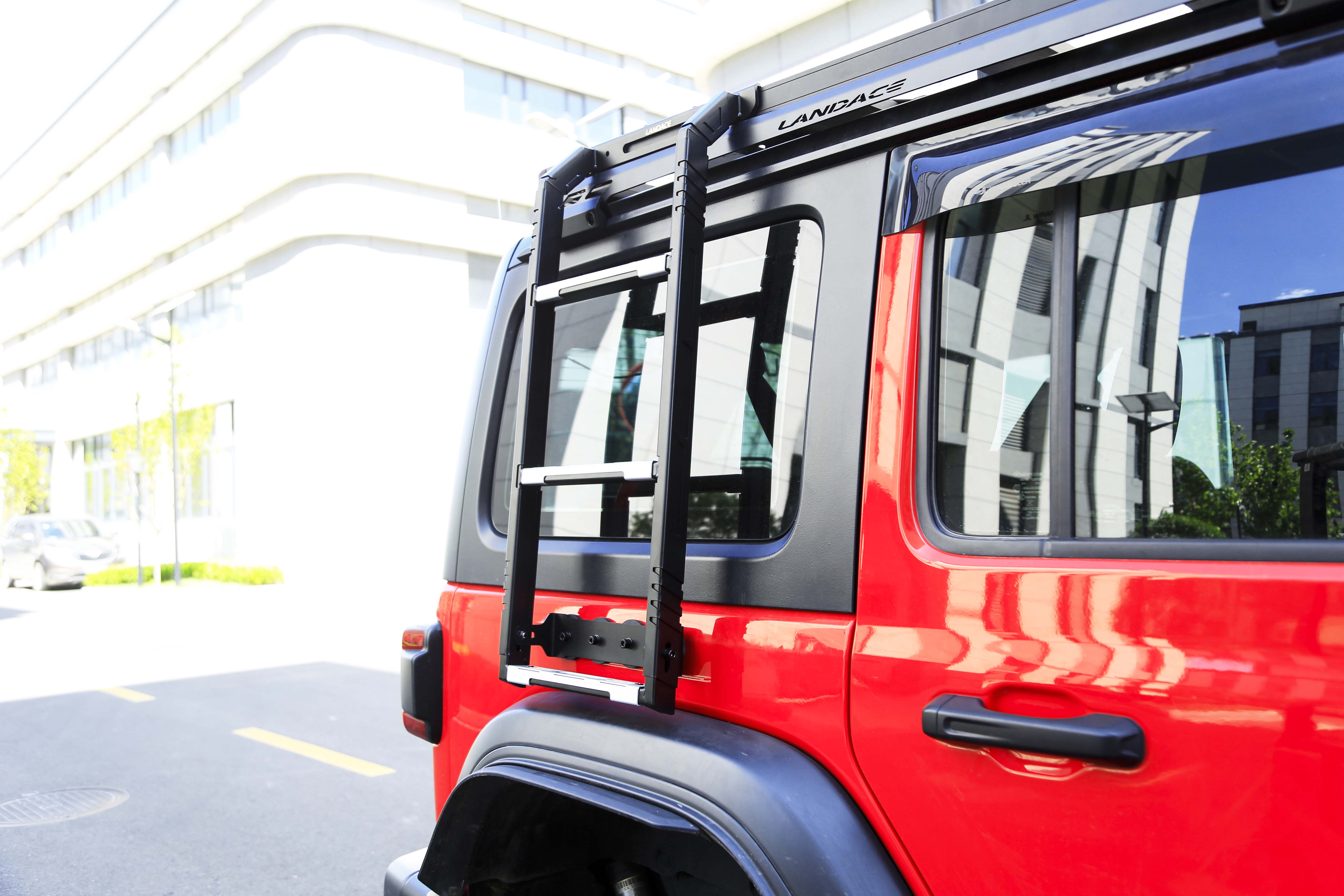 2018- WranglerJK WranglerJL CNC Machined Black Folding Side Ladder for Rubicon Jeep