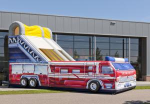 China Customized Fire Truck Adult Inflatable Slide Party Event Rent Inflatable Slides factory