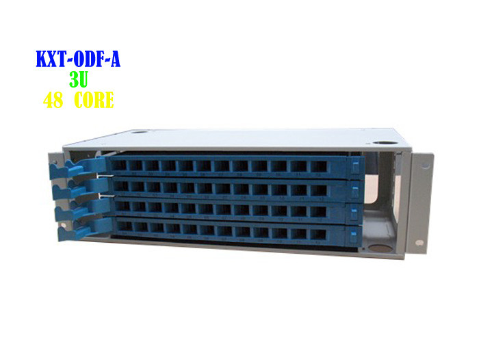 48 Port Rack Fiber Patch Panel Cabinet , SC ODF Fibre Panel 3U 48 Core
