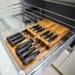In-Drawer Kitchen Bamboo knife block Drawer Organizer and Holder